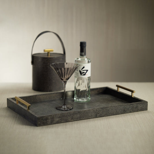 Nika Shagreen Leather Bar Tray - Trays by Carlyle Avenue