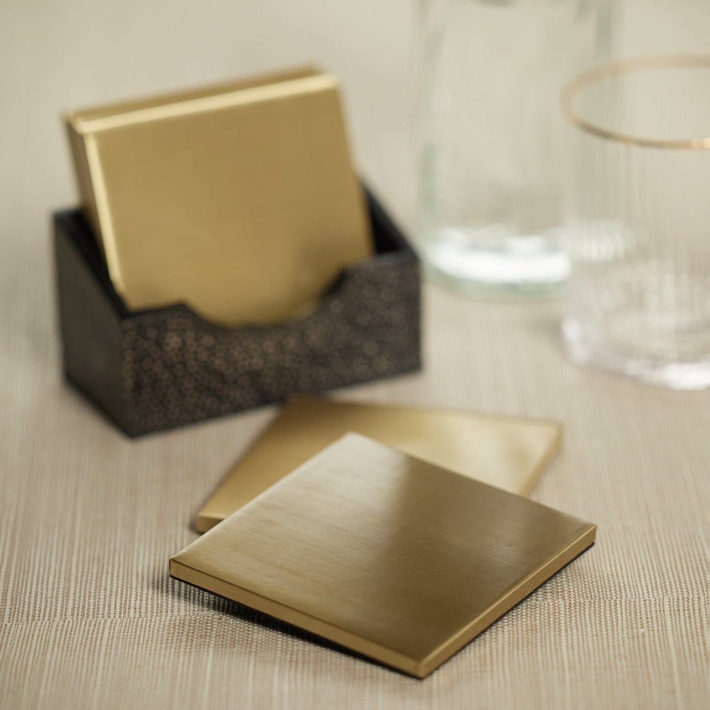 Nika Shagreen Leather Set of 6 Coasters w/ Holder - Coasters by Carlyle Avenue