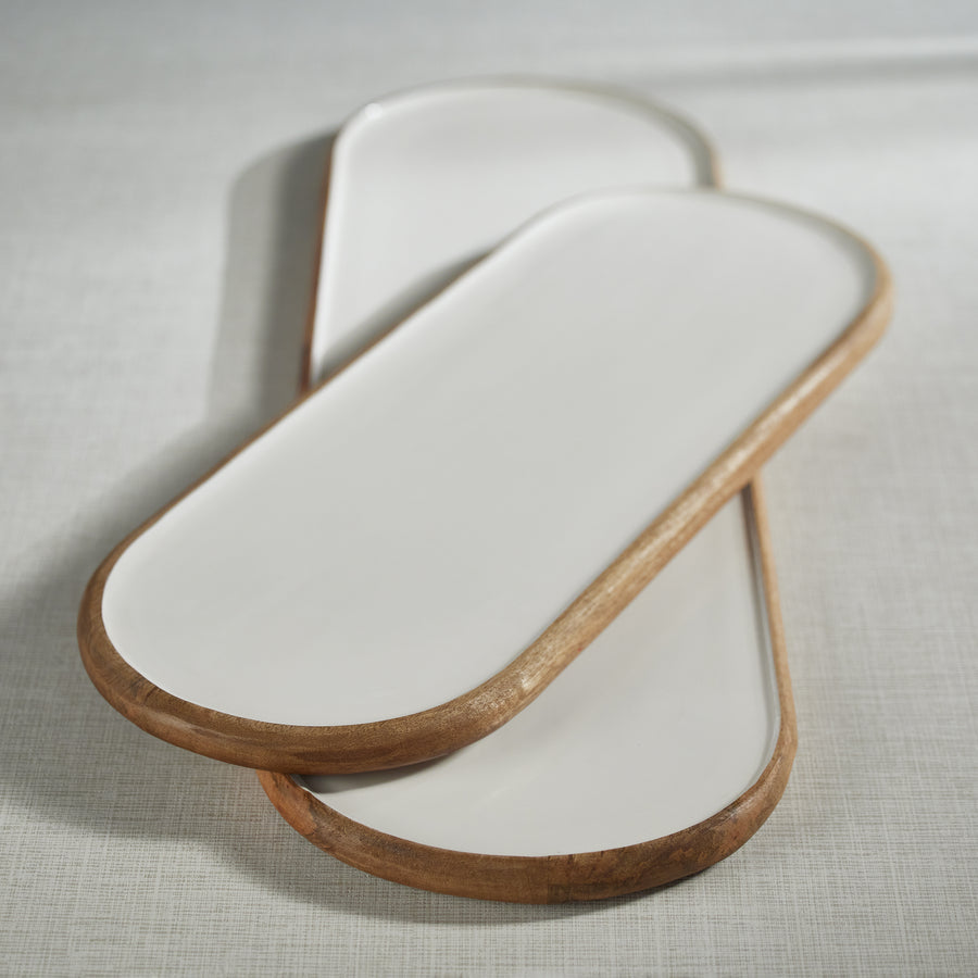 Maresias Mango Wood Oval Serving Tray / Platter - Trays by Carlyle Avenue