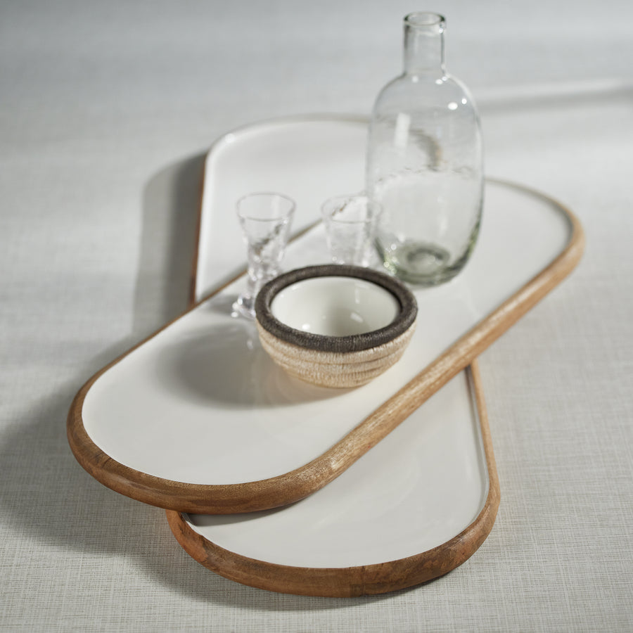 Maresias Mango Wood Oval Serving Tray / Platter - Trays by Carlyle Avenue