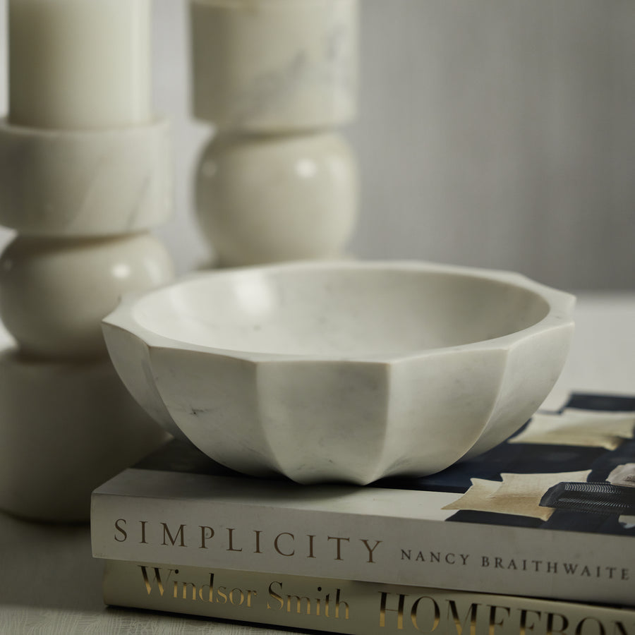 Kenzi Scalloped Marble Bowl - Decorative Bowls by Carlyle Avenue