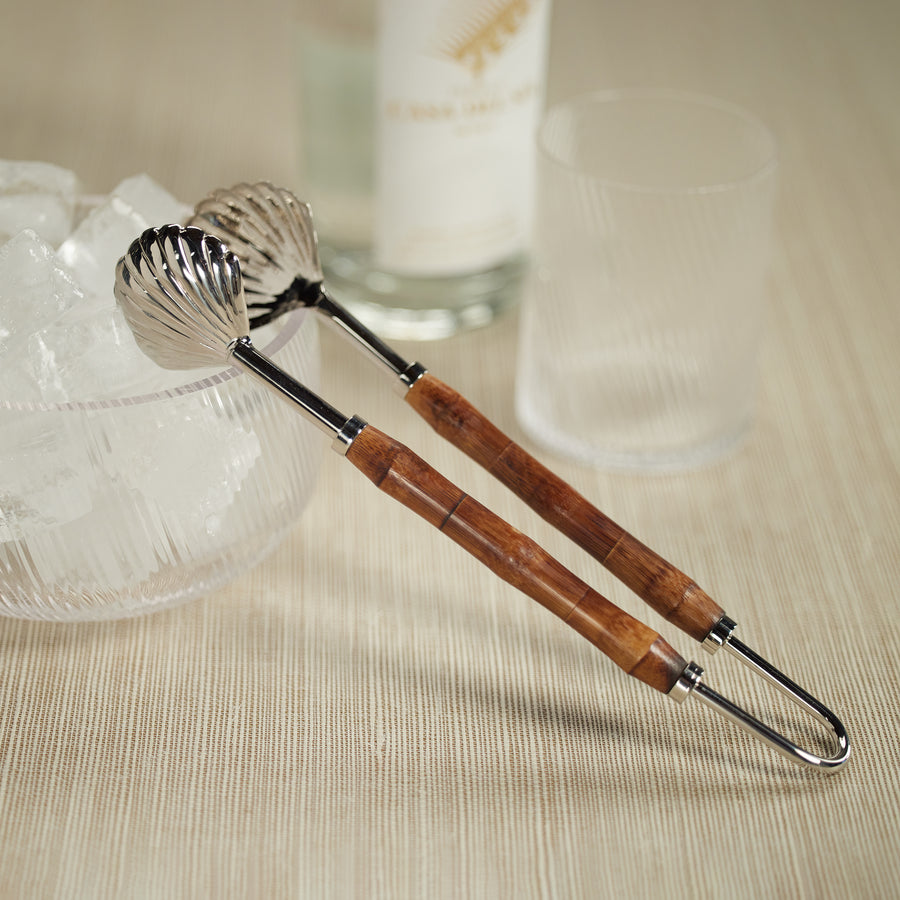 The Colony Bamboo and Nickel Ice Tong - Barware by Carlyle Avenue