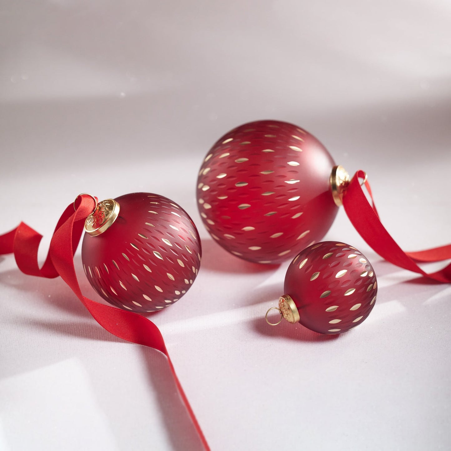 Frosted & Etched in Gold Glass Ornament - Red - Ornaments by Carlyle Avenue