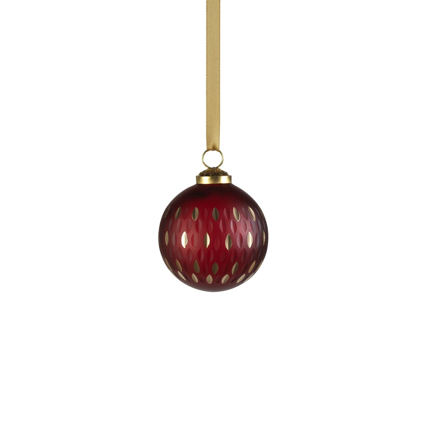 Frosted & Etched in Gold Glass Ornament - Red - Ornaments by Carlyle Avenue