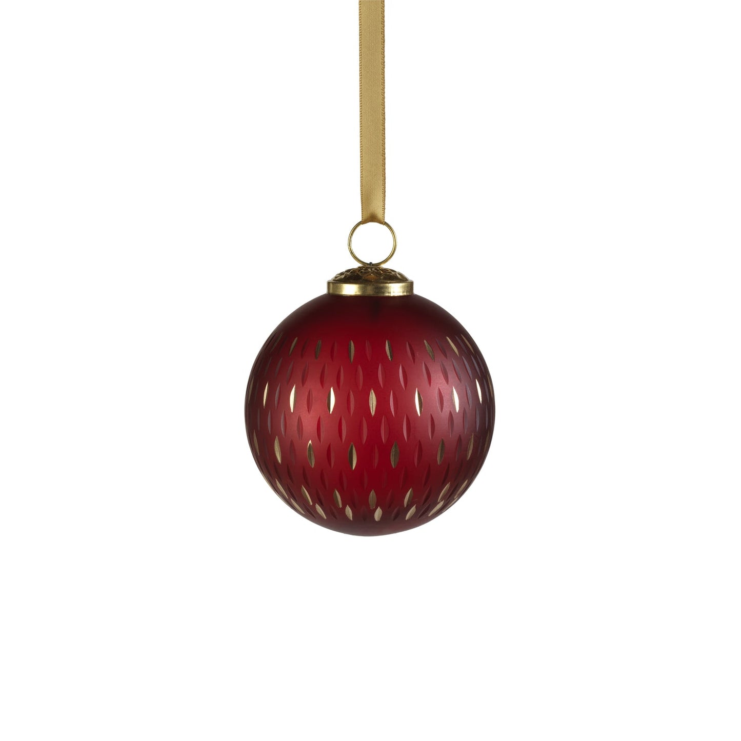 Frosted & Etched in Gold Glass Ornament - Red - Ornaments by Carlyle Avenue