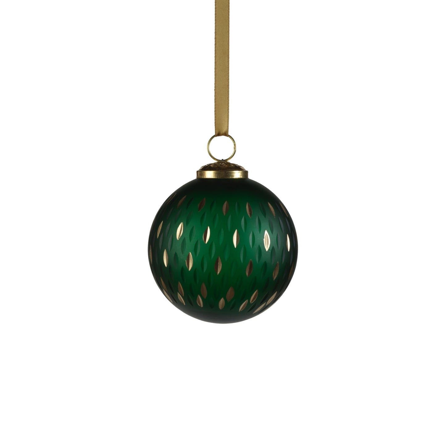 Frosted & Etched in Gold Glass Ornament - Green - Ornaments by Carlyle Avenue