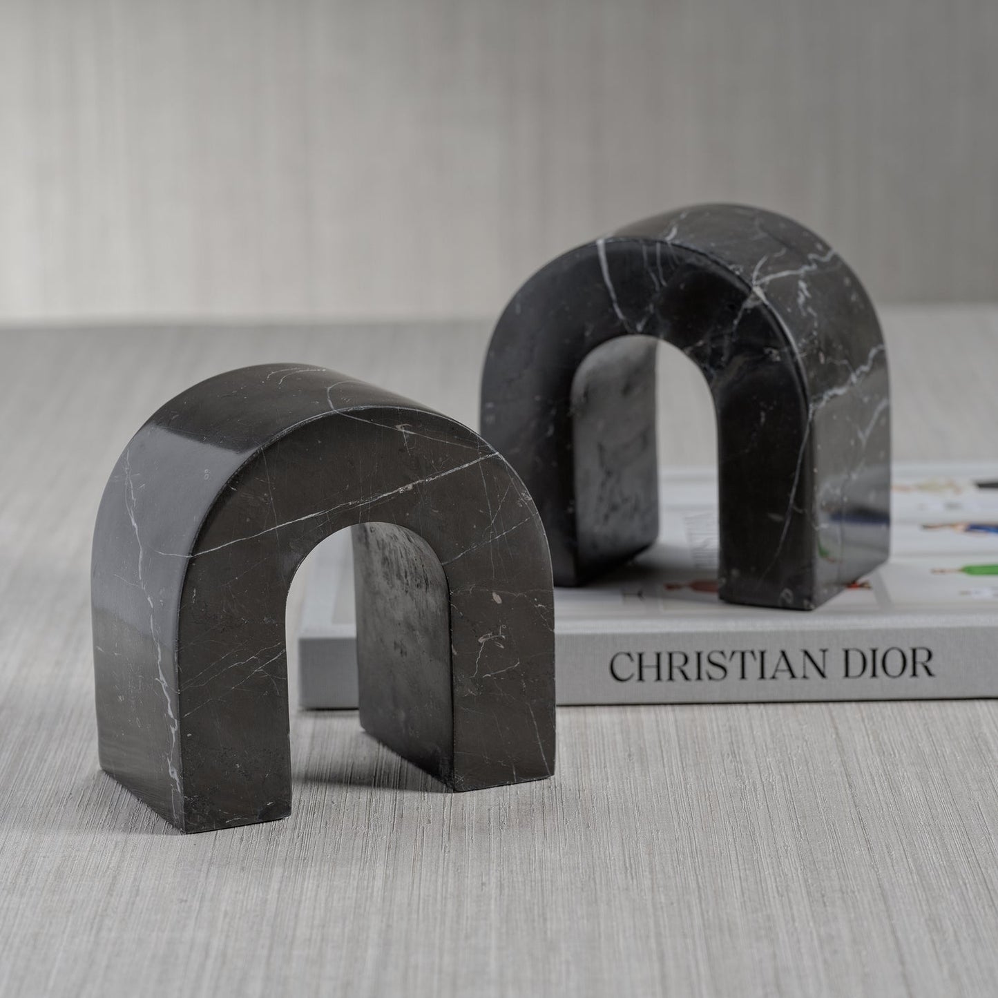 Marquino Marble Bookends - Set of 2 - Black - Bookends by Carlyle Avenue