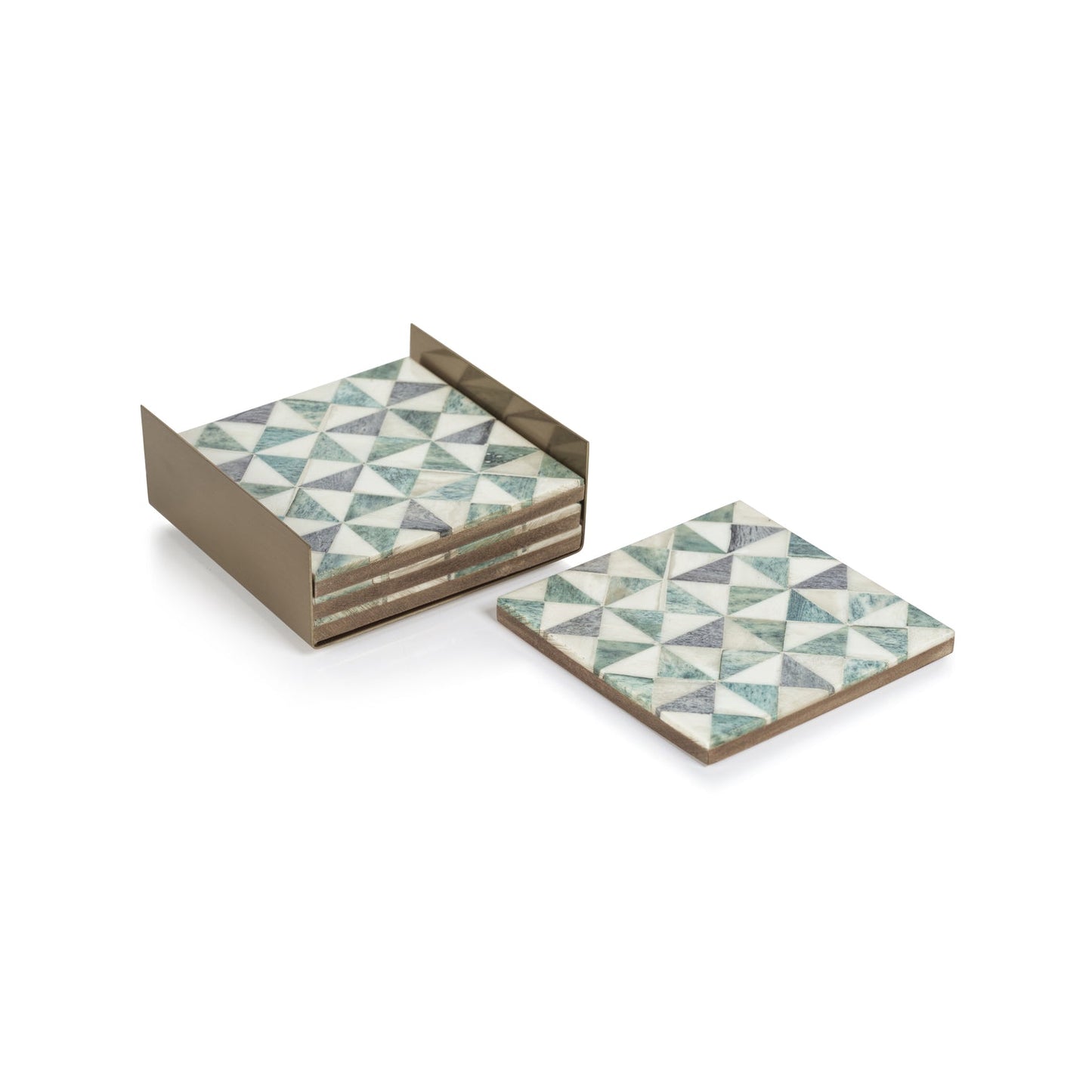 Set of 4 Martinez Bone Coasters w/Brass Tray - Coasters by Carlyle Avenue