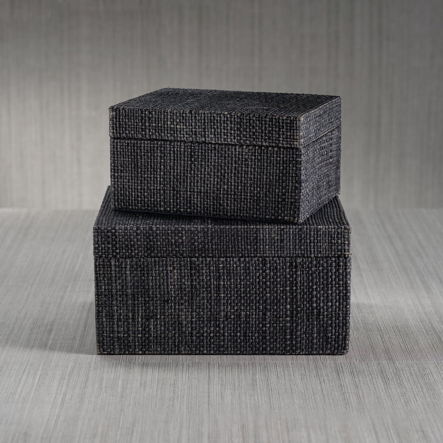 Deep Blue Raffia and Chambray Box - Boxes by Carlyle Avenue