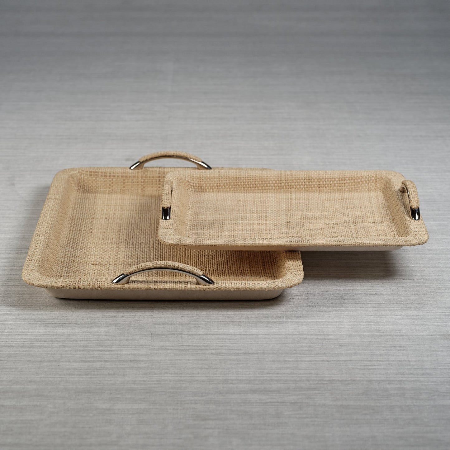 Airelles Raffia and Chambray Serving Tray - Trays by Carlyle Avenue