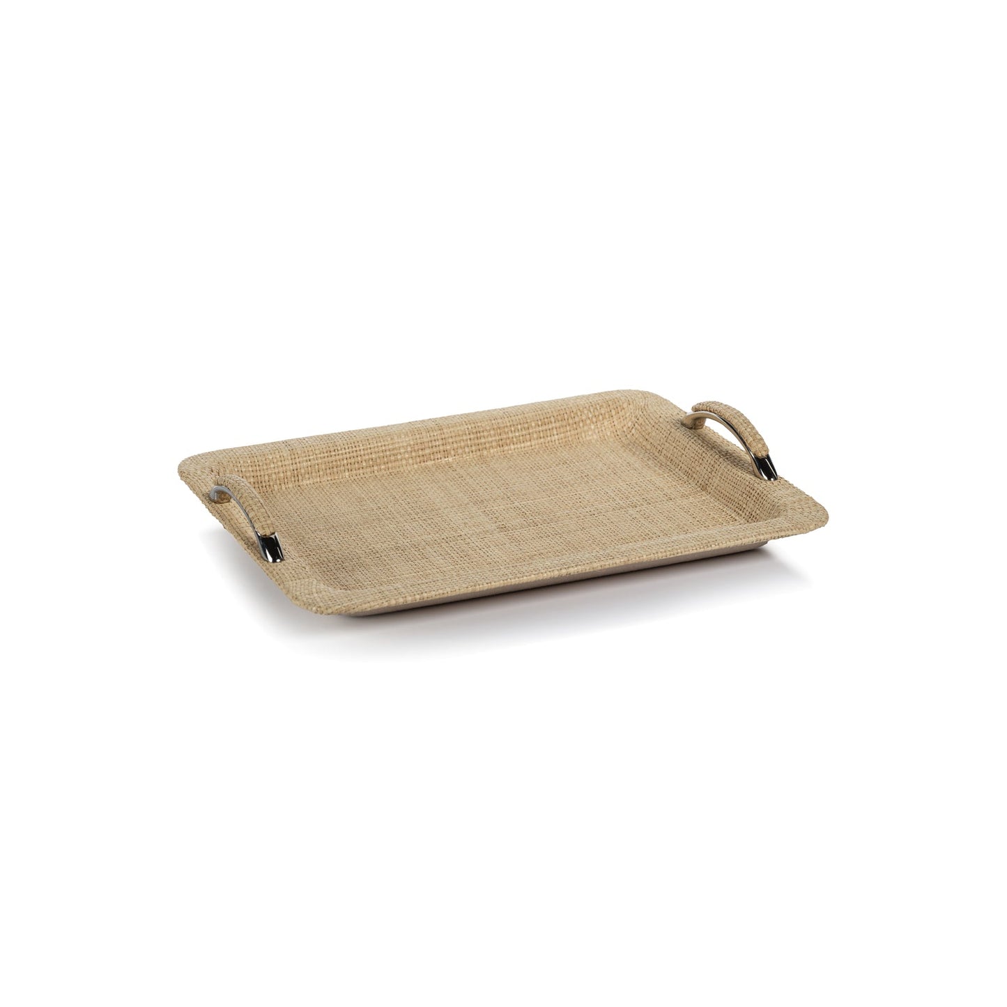Airelles Raffia and Chambray Serving Tray - Trays by Carlyle Avenue