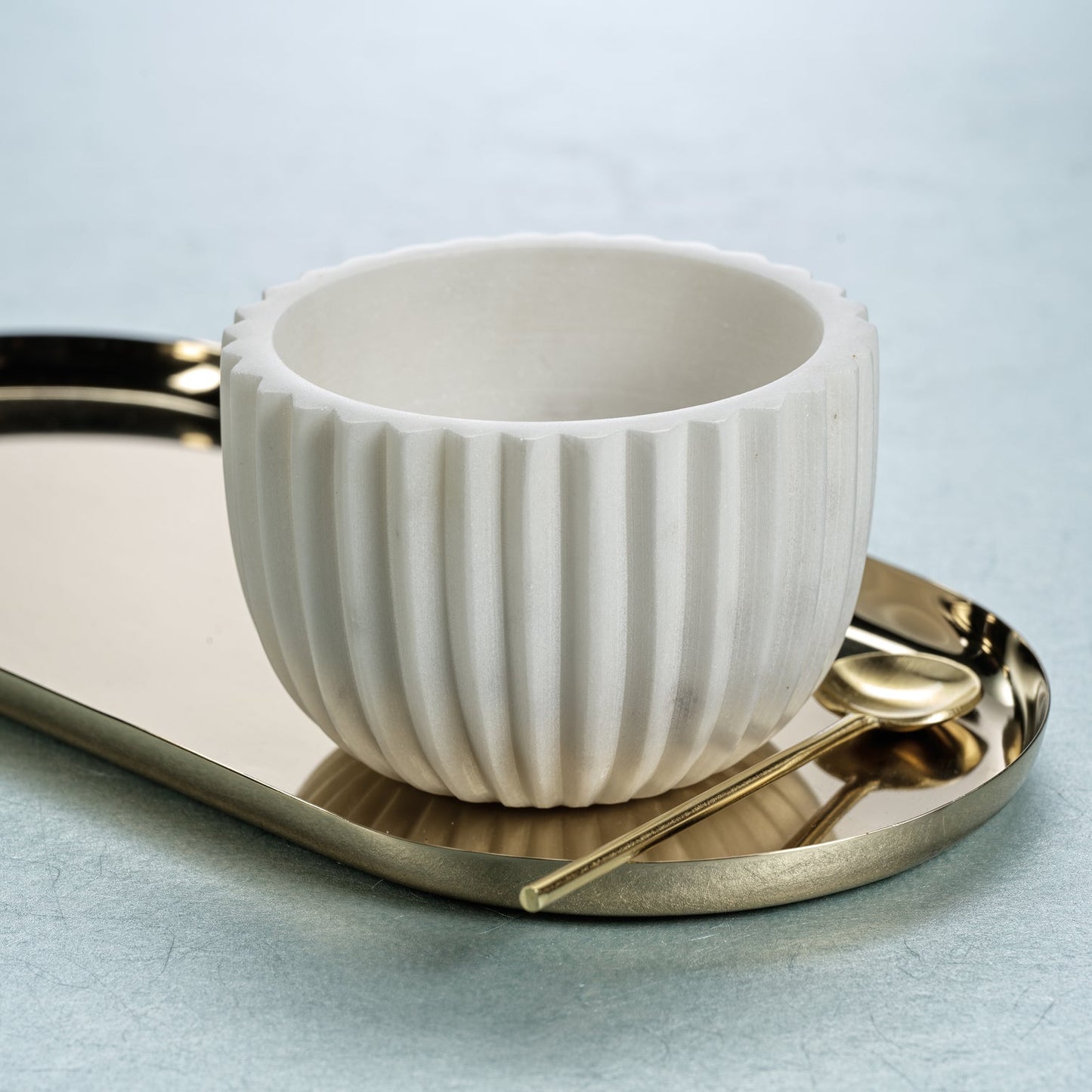 Ribbed Marble Bowl - White - Decorative Bowls by Carlyle Avenue