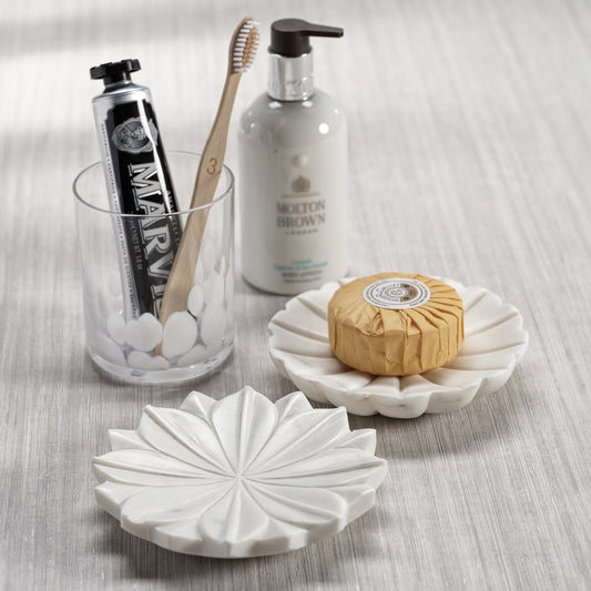 Lotus Marble Dish - White - Soap Dish by Carlyle Avenue