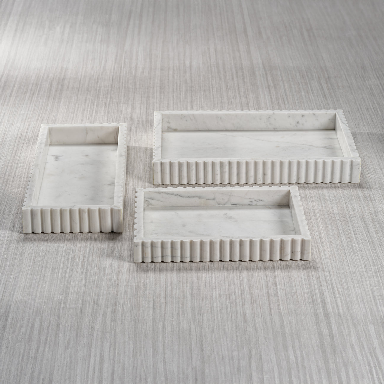Camogli Scalloped Marble Tray - White - Tray by Carlyle Avenue