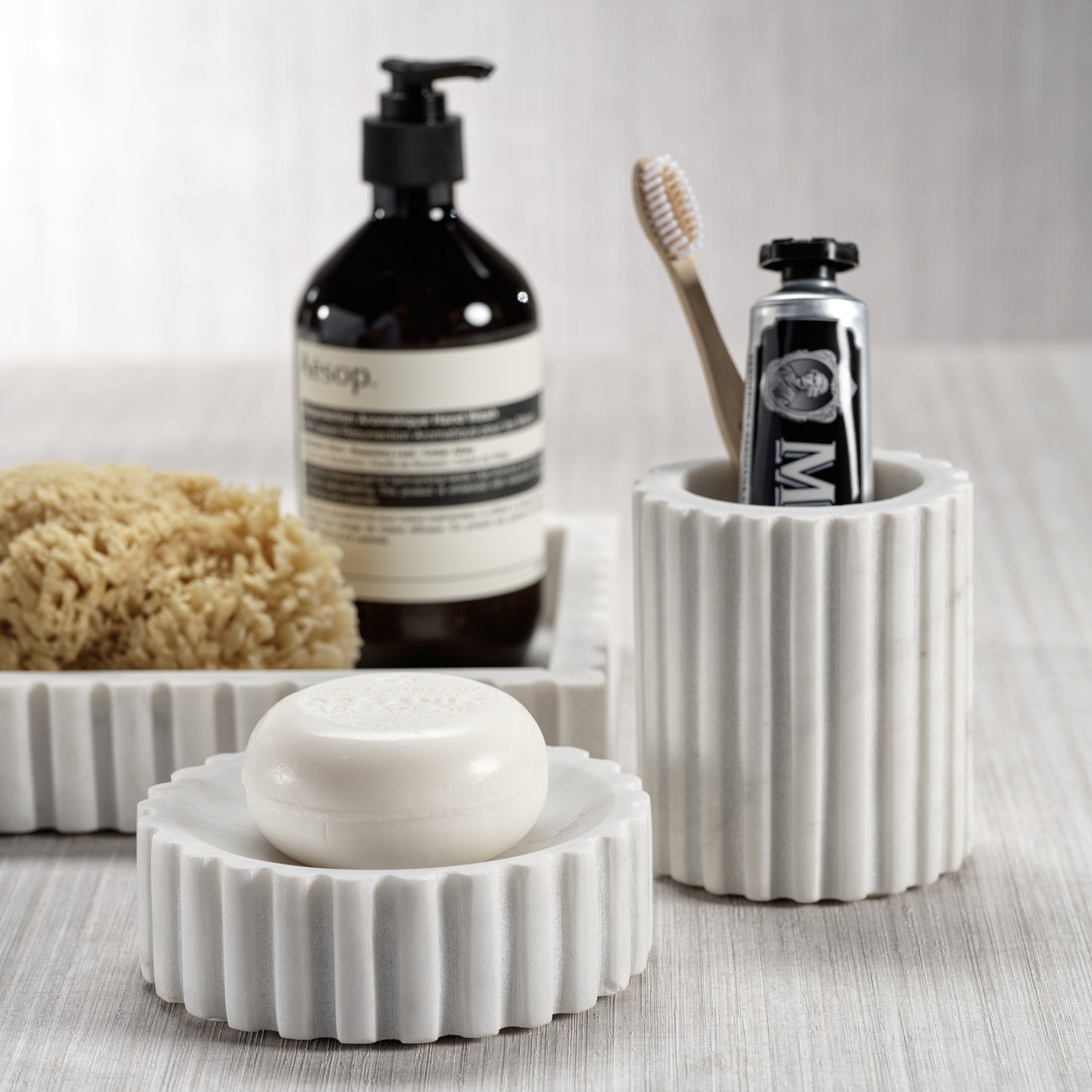 Camogli Fluted White Marble Tumbler - Jar by Carlyle Avenue