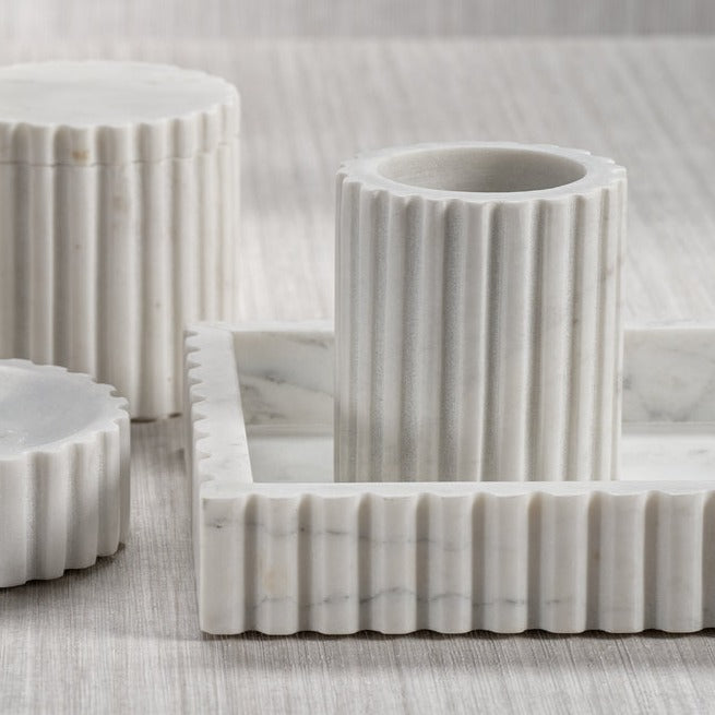 Camogli Fluted White Marble Tumbler - Jar by Carlyle Avenue