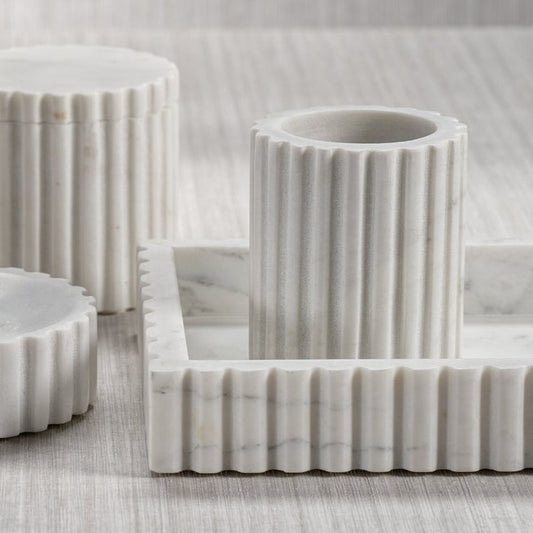 Camogli Fluted White Marble Tumbler - Jar by Carlyle Avenue