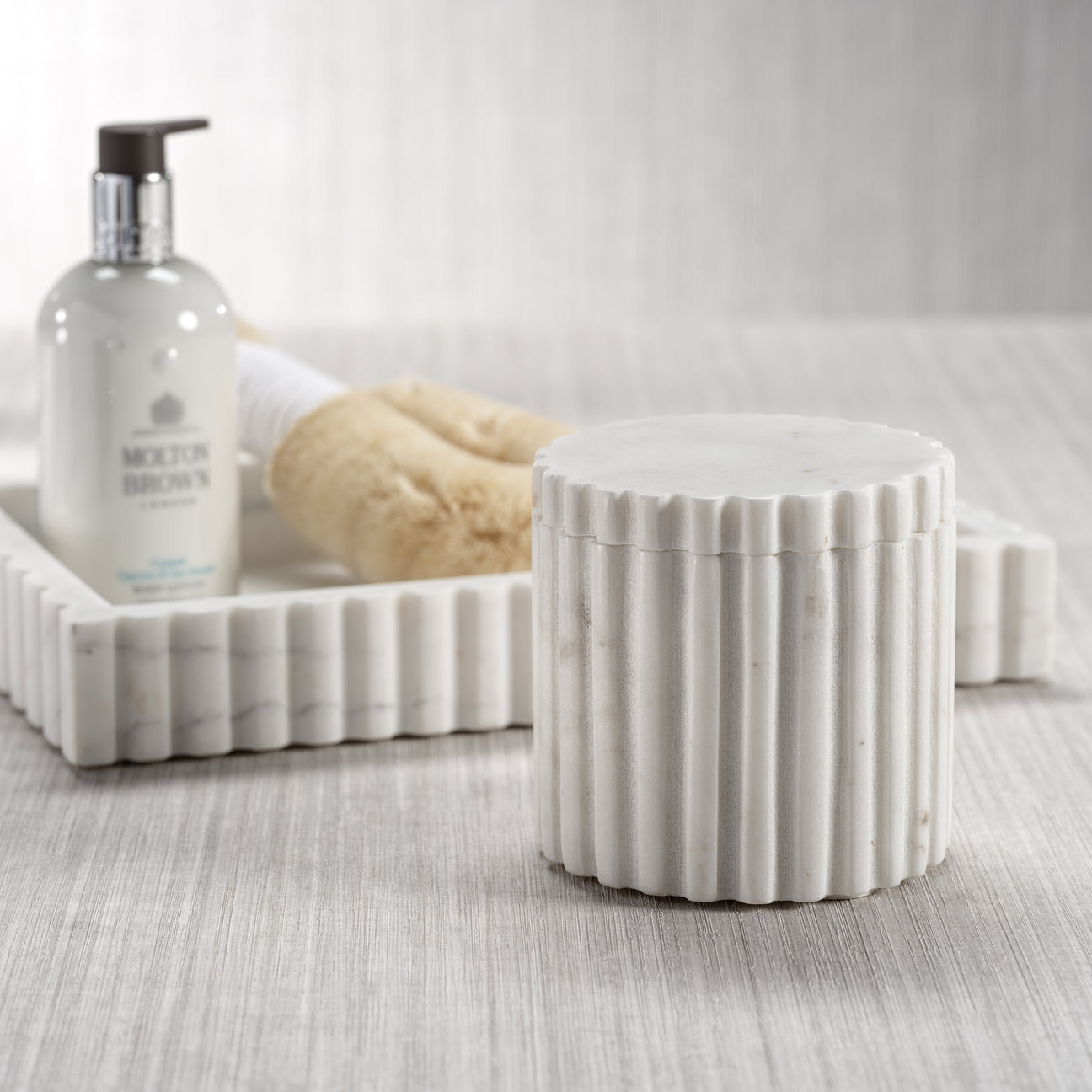 Camogli Fluted White Marble Canister with Lid - Jar by Carlyle Avenue