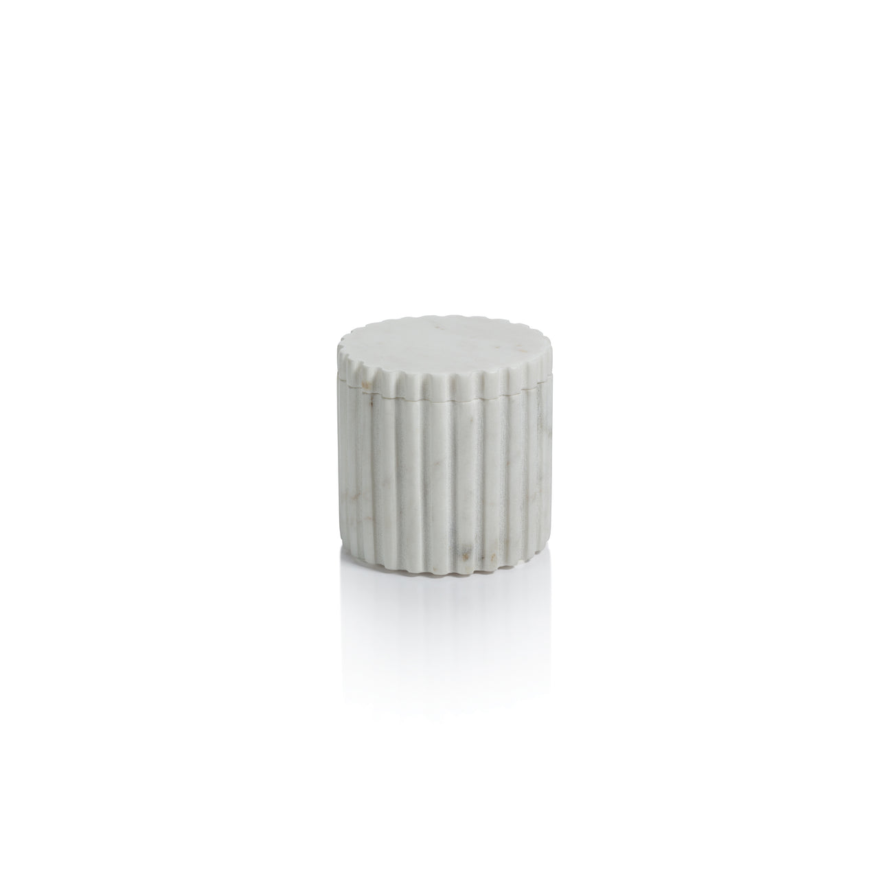 Camogli Fluted White Marble Canister with Lid - Jar by Carlyle Avenue