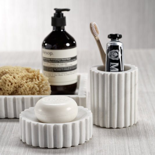 Camogli Fluted White Marble Soap Dish - Soap Dish by Carlyle Avenue