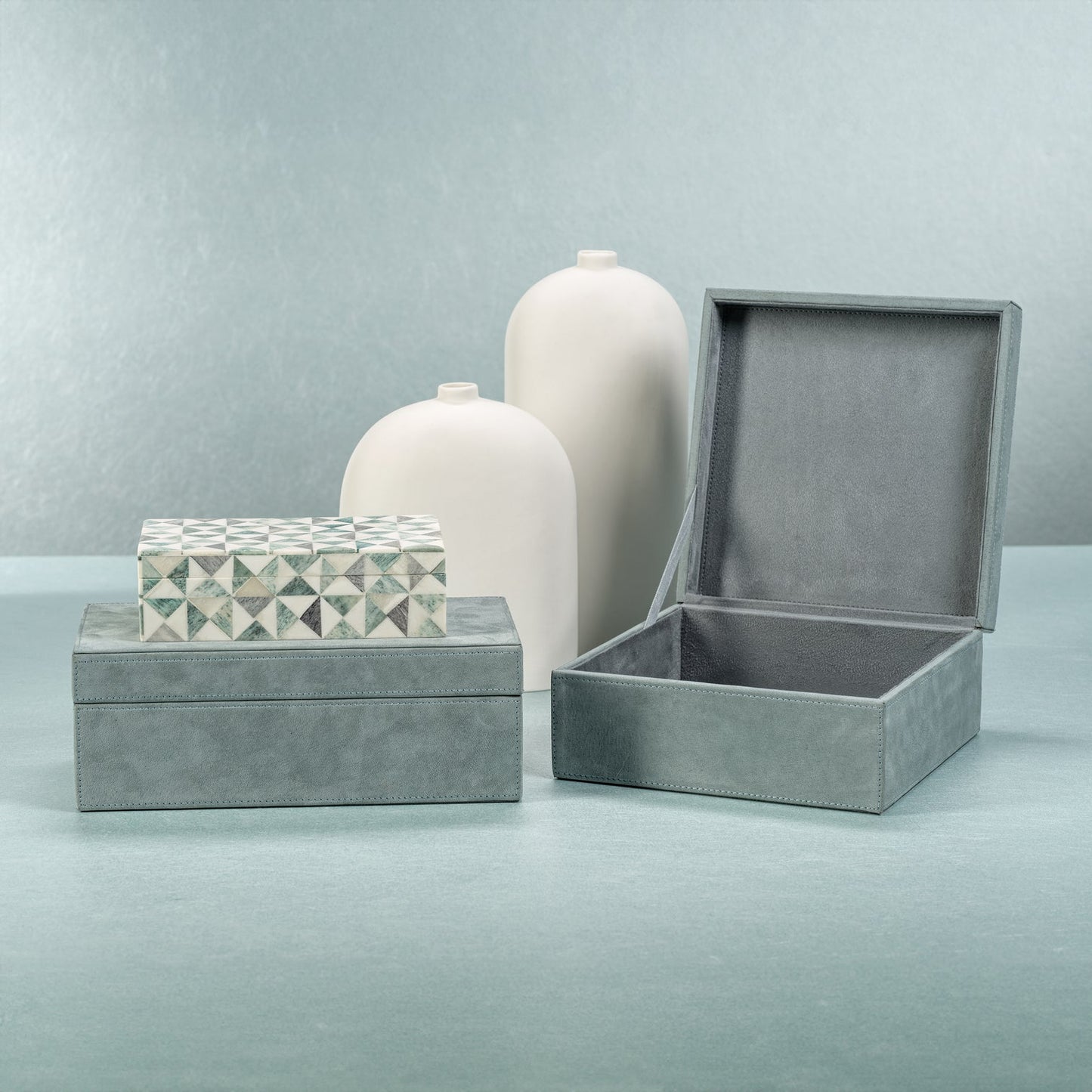 Suede Box - Côte d'Azur Blue - Decorative Accessories by Carlyle Avenue