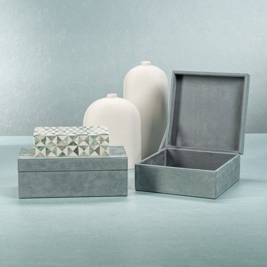 Suede Box - Côte d'Azur Blue - Decorative Accessories by Carlyle Avenue