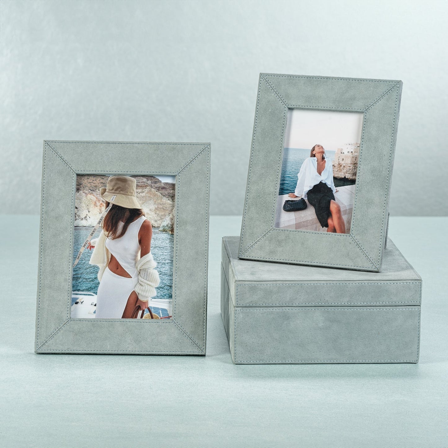 Suede Photo Frame - Cote D'Azur Blue - Picture Frames by Carlyle Avenue