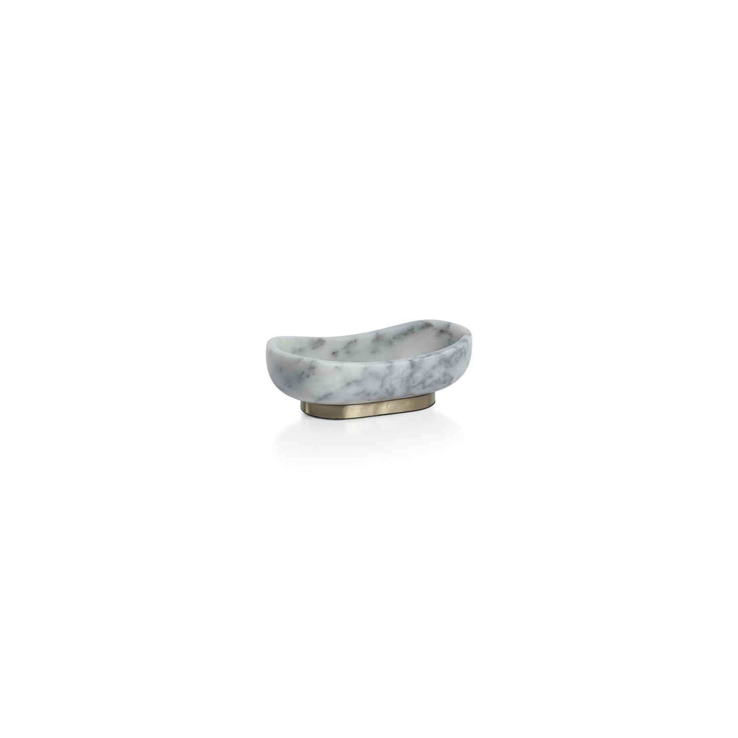 Arebascato Marble Oval Serving Bowl on Gold Metal Base - Decorative Bowls by Carlyle Avenue
