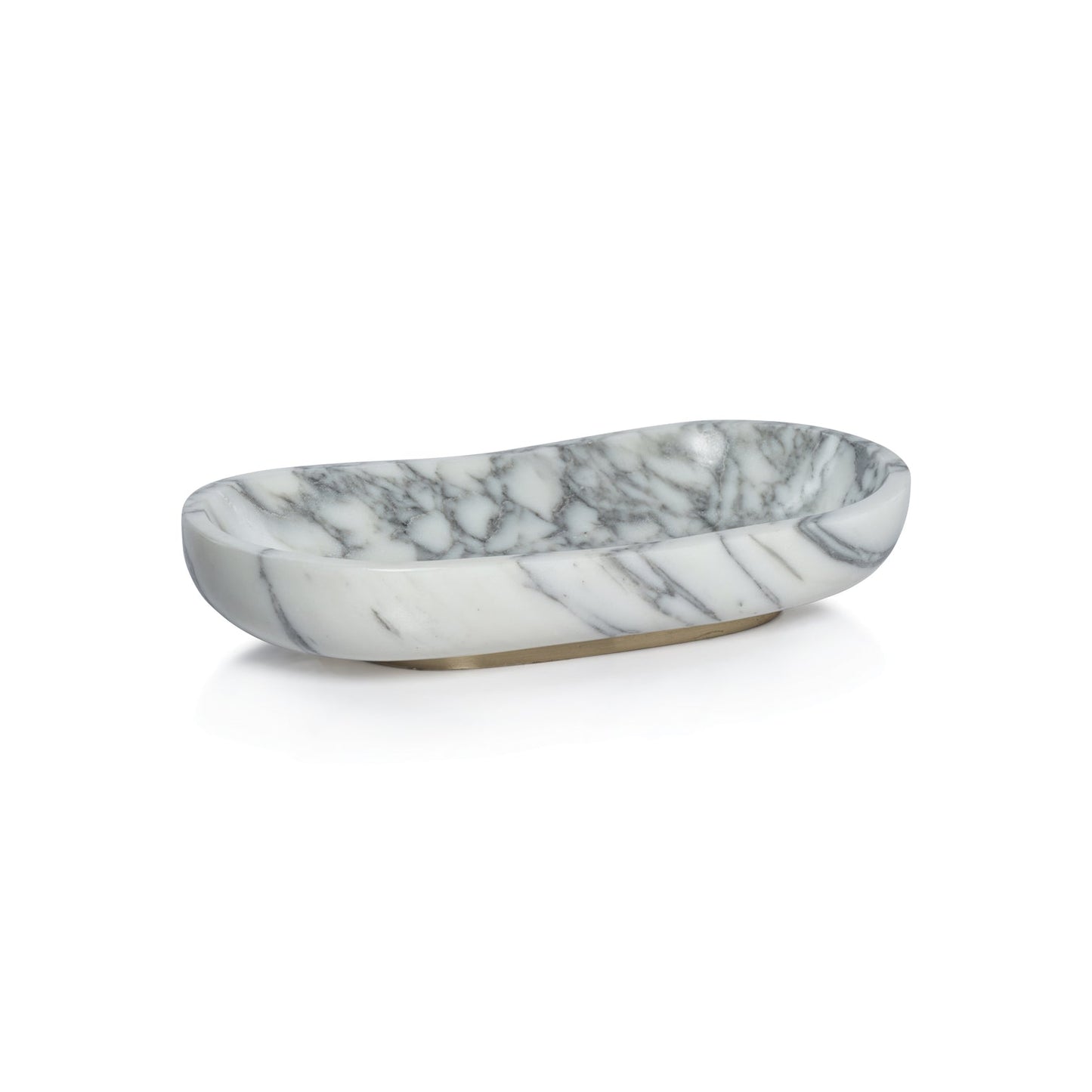 Arebascato Marble Oval Serving Bowl on Gold Metal Base - Decorative Bowls by Carlyle Avenue