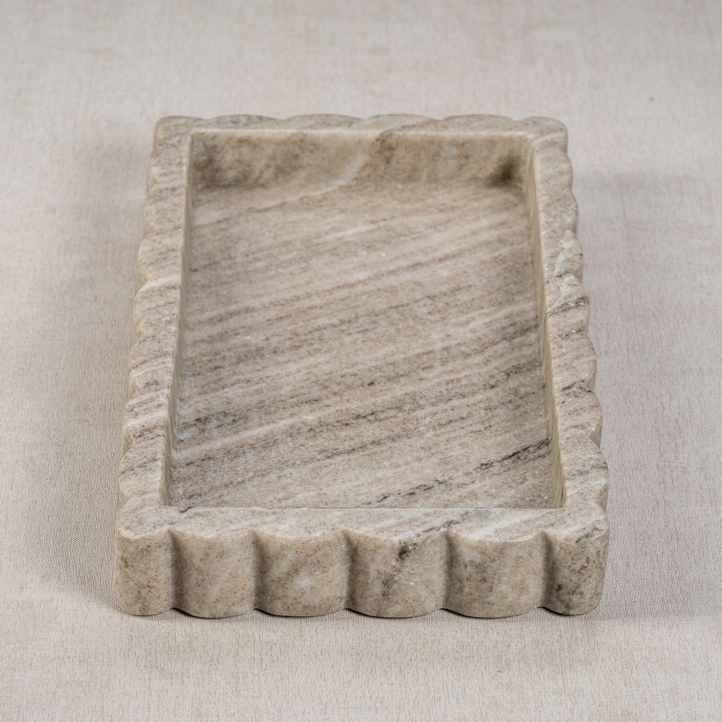 Intricate Scallop Marble Tray - Large - Tray by Carlyle Avenue
