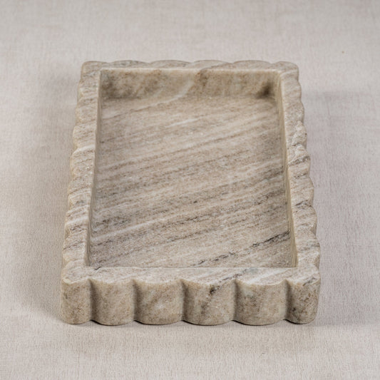 Intricate Scallop Marble Tray - Large - Tray by Carlyle Avenue