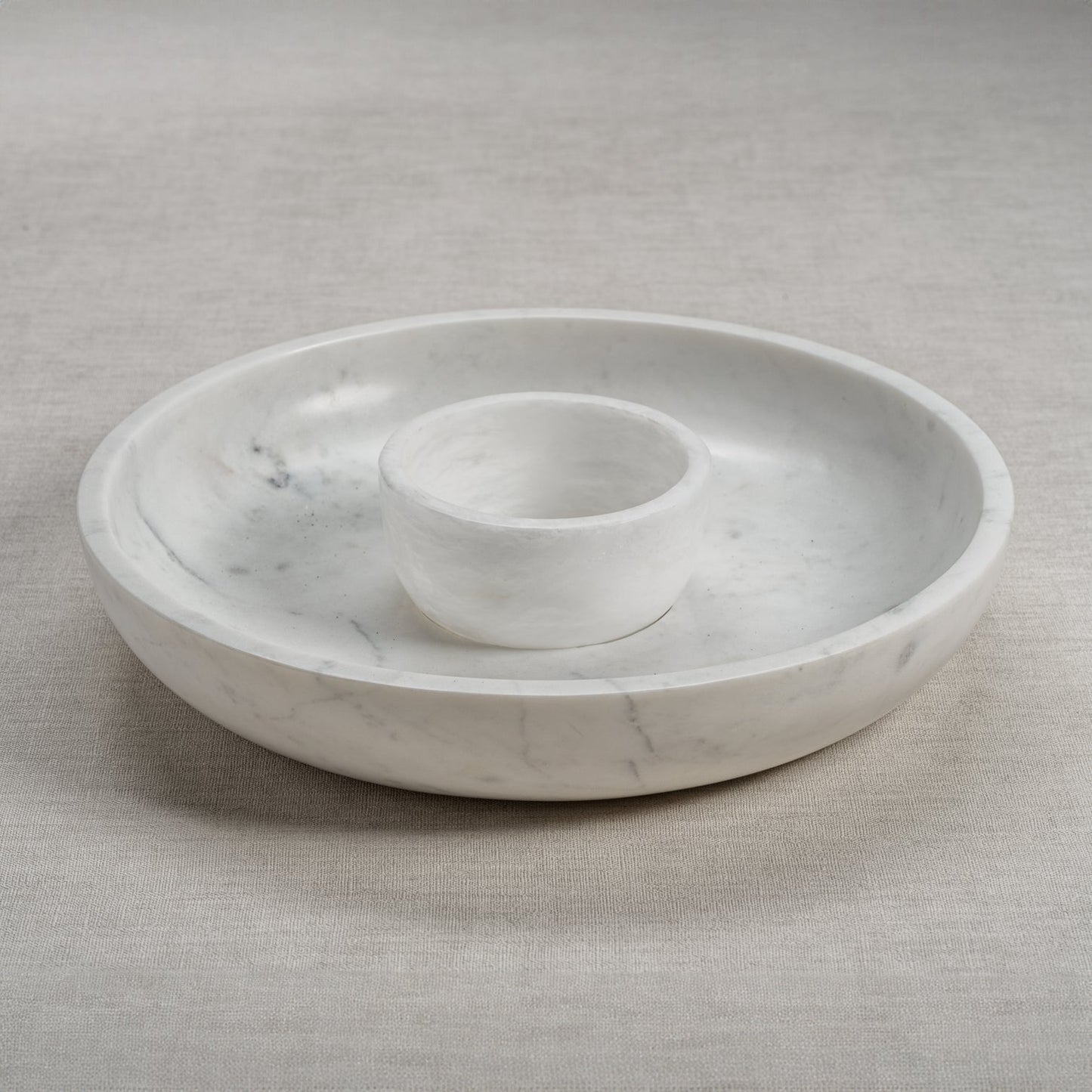 Roma White Marble Chip and Dip Bowl - Serveware by Carlyle Avenue