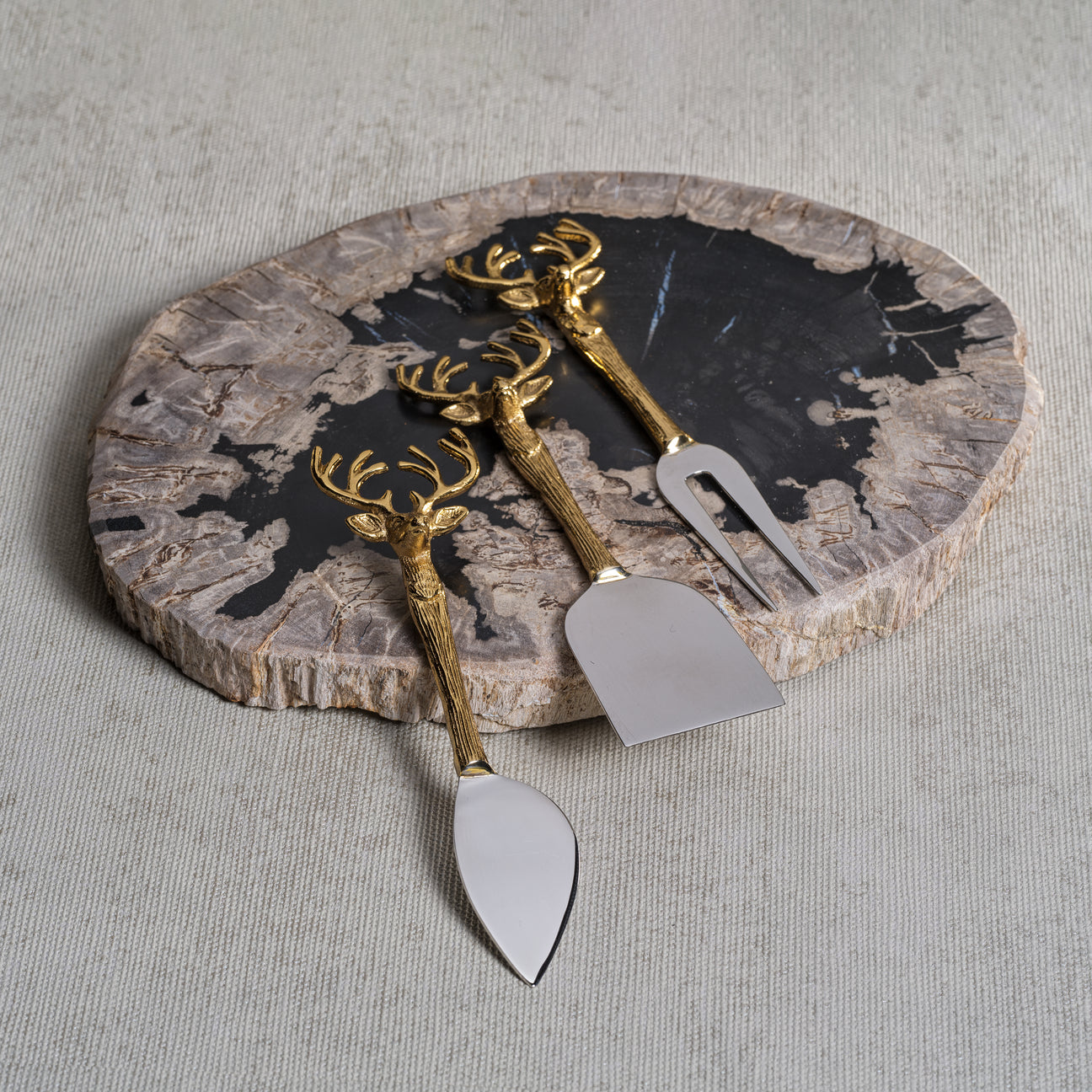 Set of 3 Stag Head Cheese Knives - Cheese Knives by Carlyle Avenue
