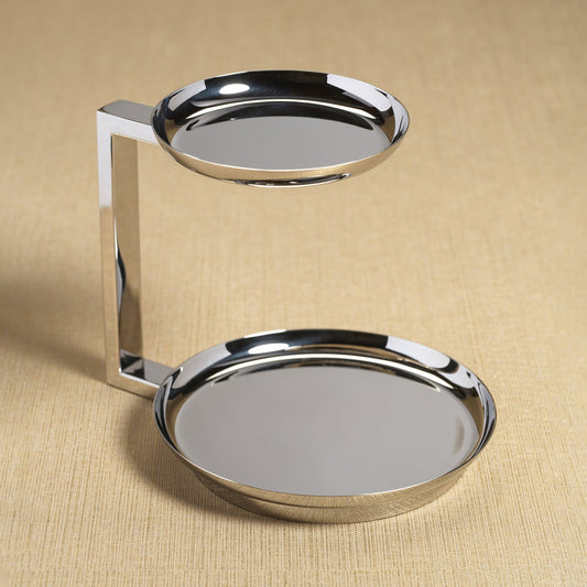Modern 2-Tier Hors d'oeuvres Tray - Polished Nickel - Tray by Carlyle Avenue