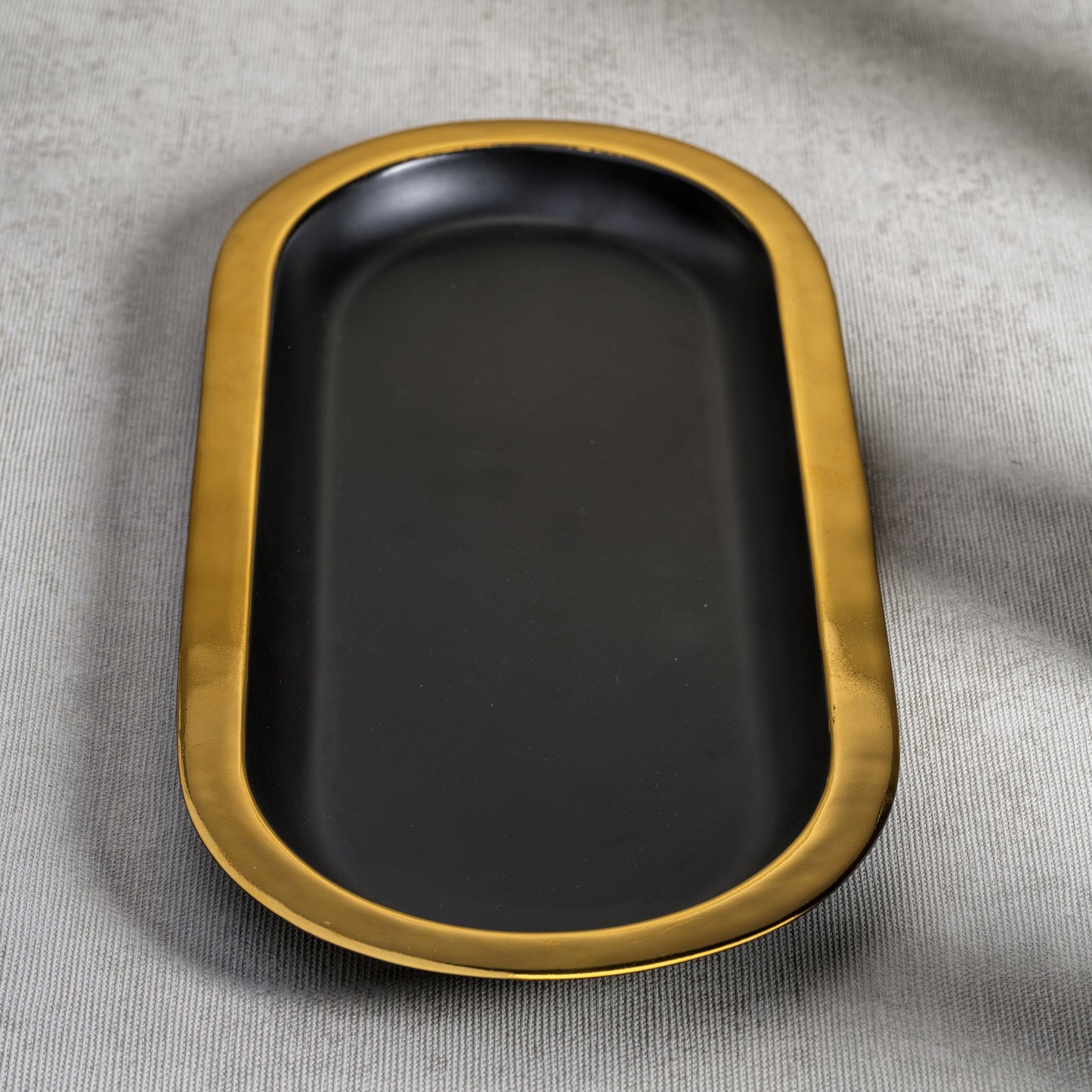 Black with Gold Border Oval Tray - Tray by Carlyle Avenue