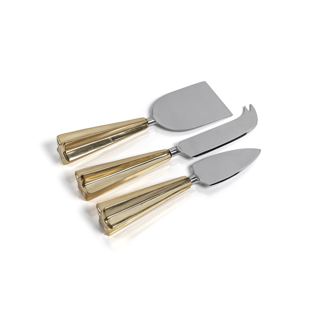 Cheese Knife Set - Set of 3 - Polished Steel and Gold - Cheese Knives by Carlyle Avenue