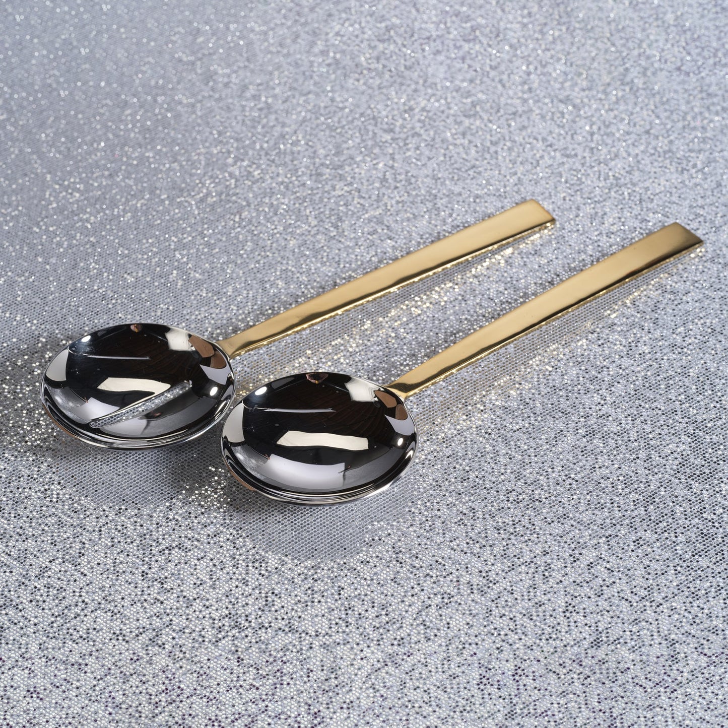 Modern Salad Server Set - Polished Nickel & Gold - Tableware by Carlyle Avenue