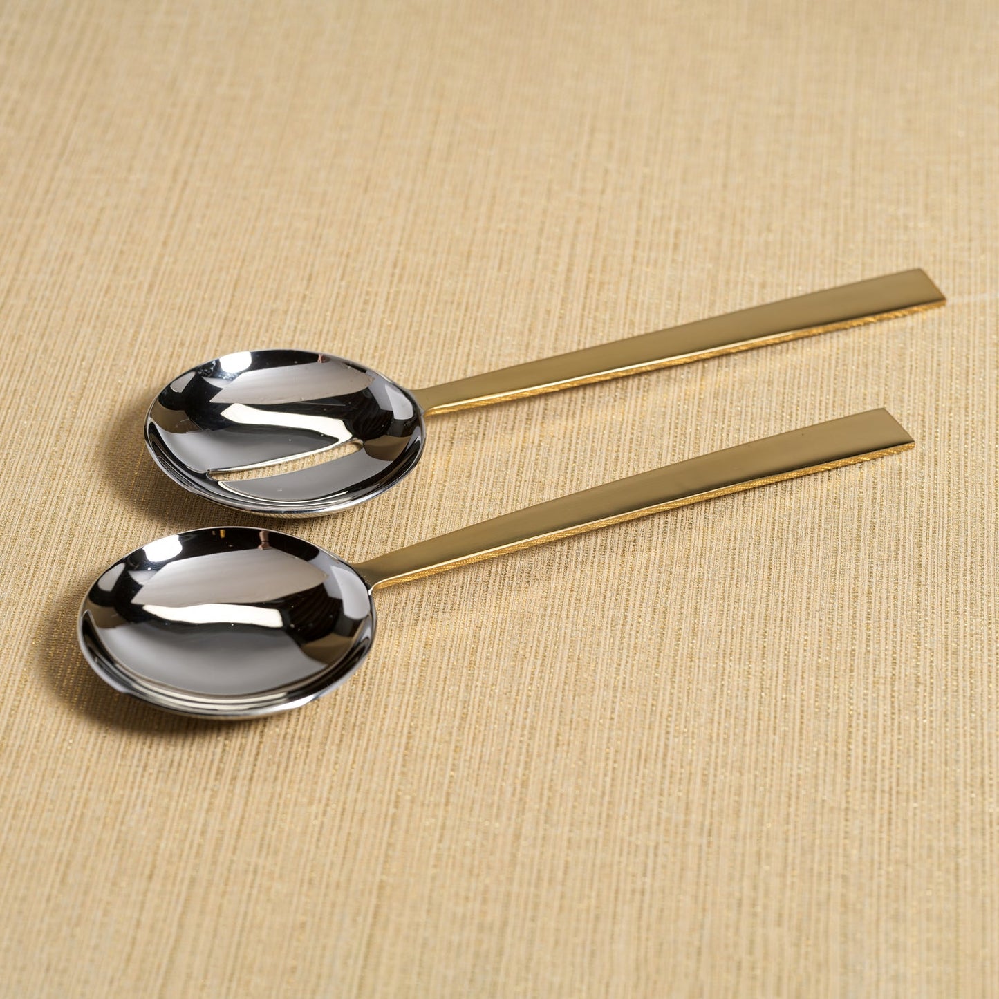 Modern Salad Server Set - Polished Nickel & Gold - Tableware by Carlyle Avenue