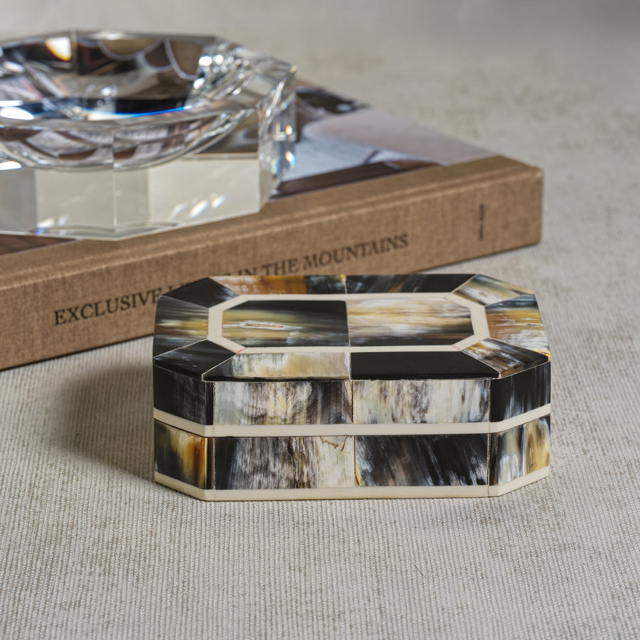 Corviglia Black Horn Box with Ivory Trim - Boxes by Carlyle Avenue