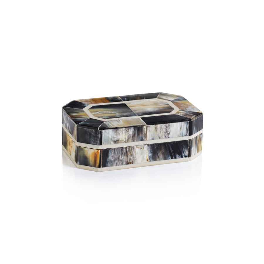 Corviglia Black Horn Box with Ivory Trim - Boxes by Carlyle Avenue