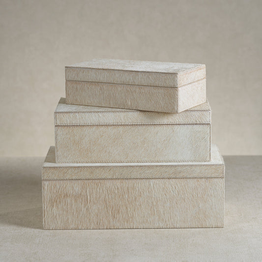 Corviglia Hair-On Hide Leather Box - Tan - Boxes by Carlyle Avenue