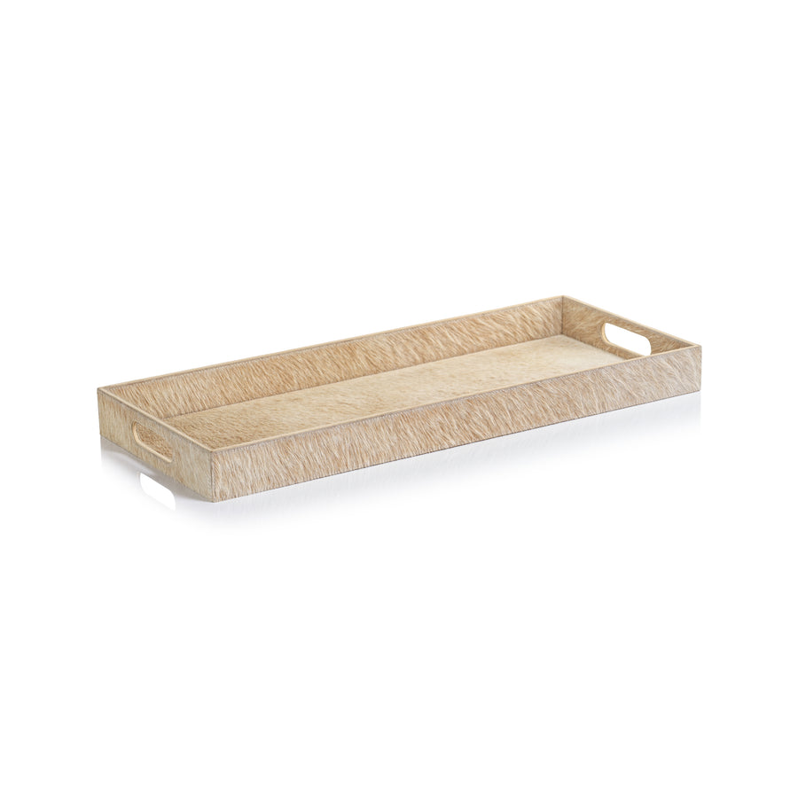 Corviglia Hair On Hide Leather Serving Tray - Tan - Trays by Carlyle Avenue