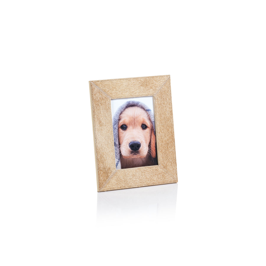 Corviglia Hair-On Hide Leather Photo Frame - Tan - Picture Frames by Carlyle Avenue