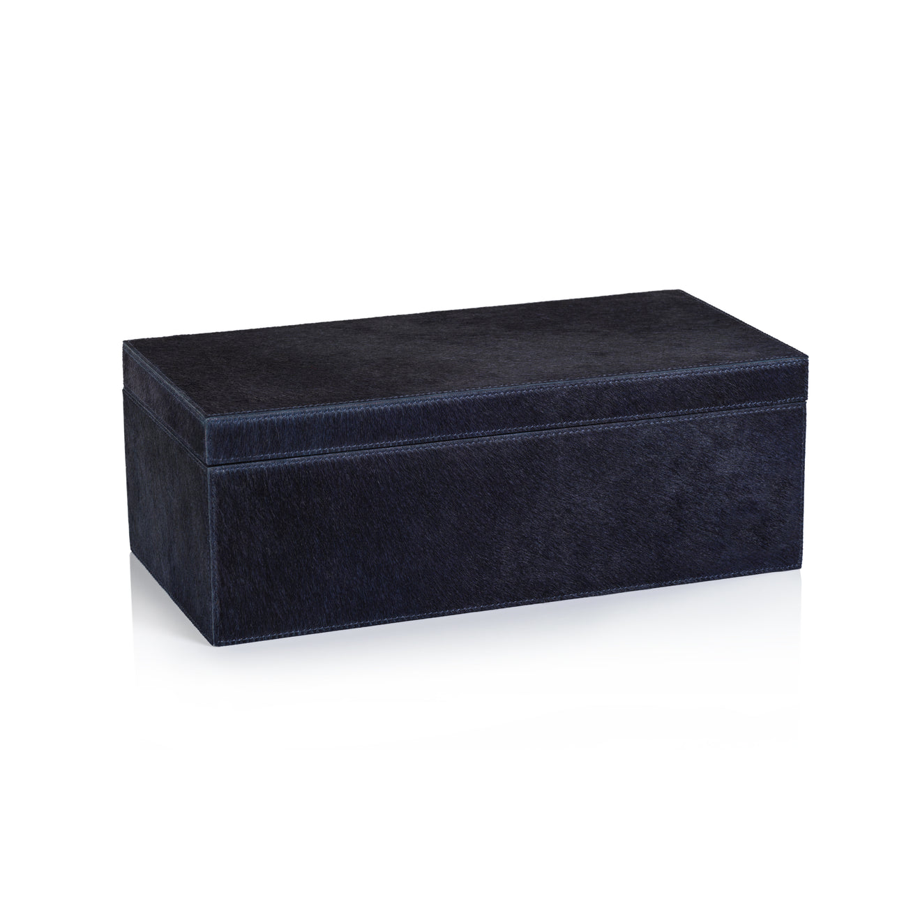 Corviglia Hair-On Hide Leather Box - Navy - Boxes by Carlyle Avenue