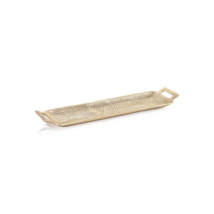 Golden Textured Aluminum Tray - Trays by Carlyle Avenue