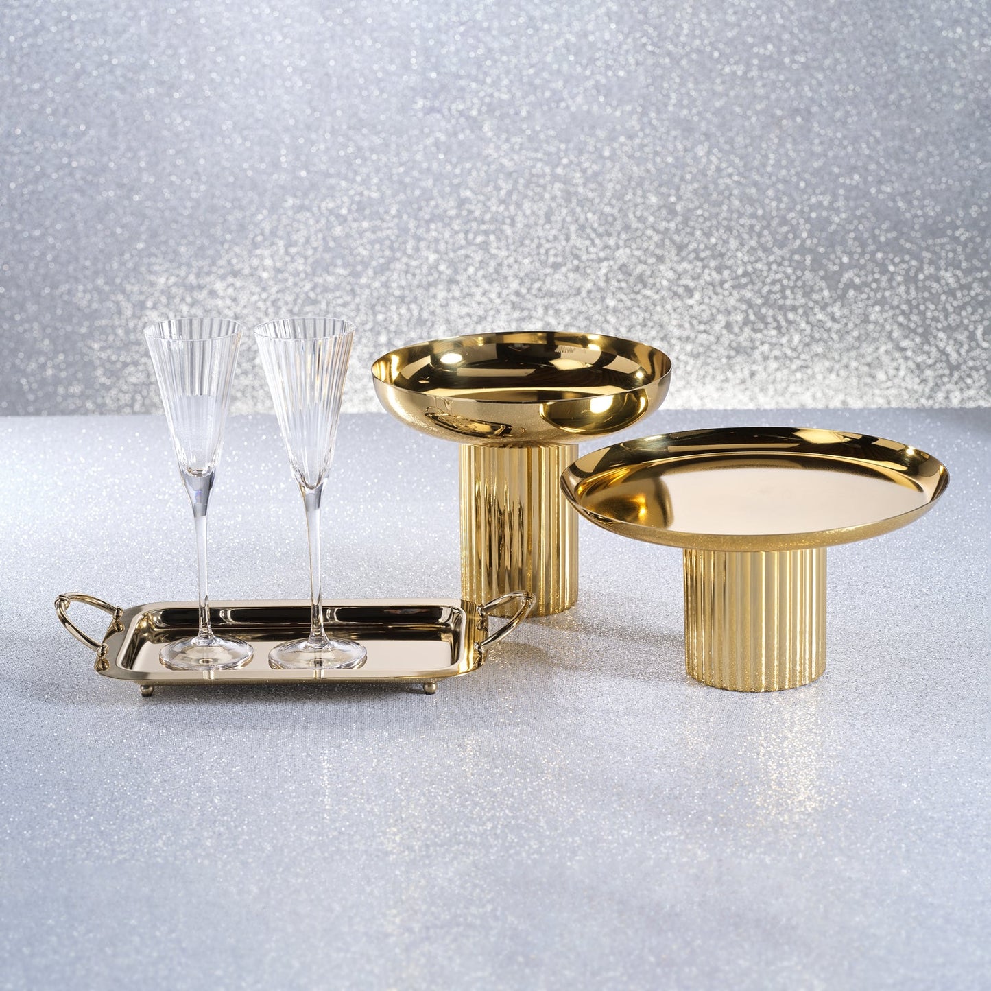 Footed Tray - Polished Gold - Decorative Trays by Carlyle Avenue