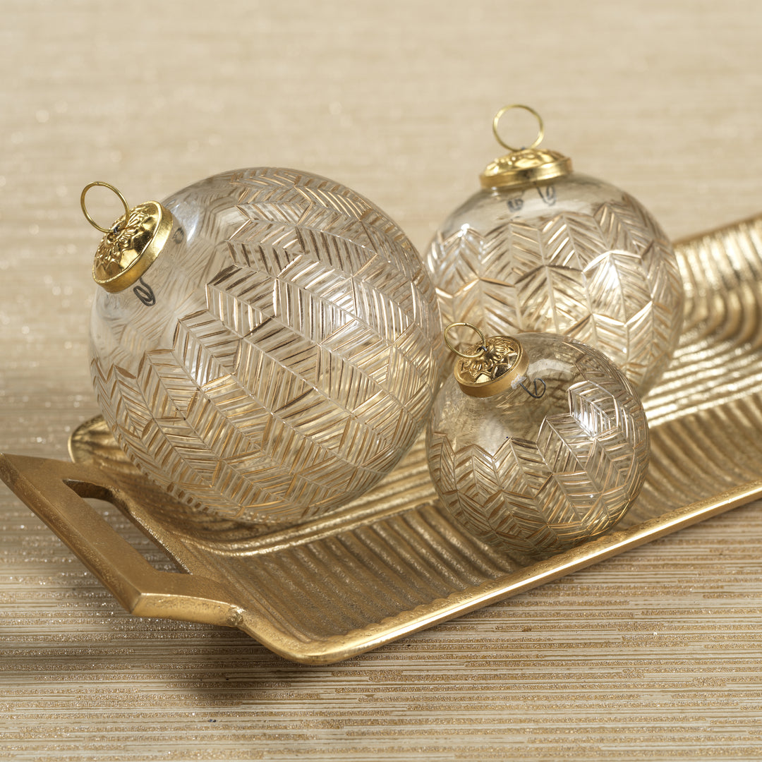 Golden Echoes Pattern Glass Ornament - Gold - Ornaments by Carlyle Avenue