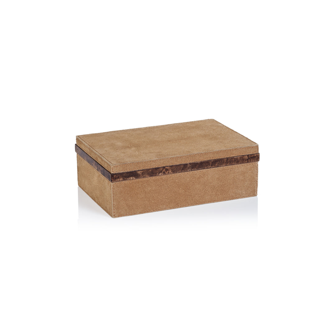 Cortina Suede Box with Burl Wood Trim - Decorative Accessories by Carlyle Avenue