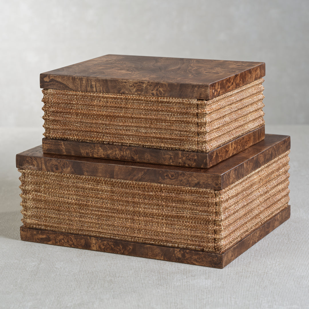 Rosso Burlwood and Raffia Box - Decorative Accessories by Carlyle Avenue