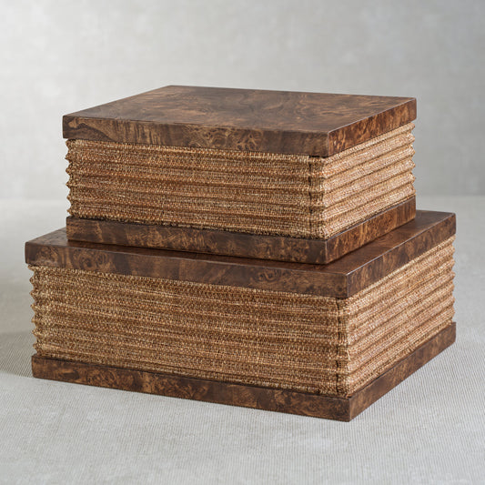 Rosso Burlwood and Raffia Box - Decorative Accessories by Carlyle Avenue